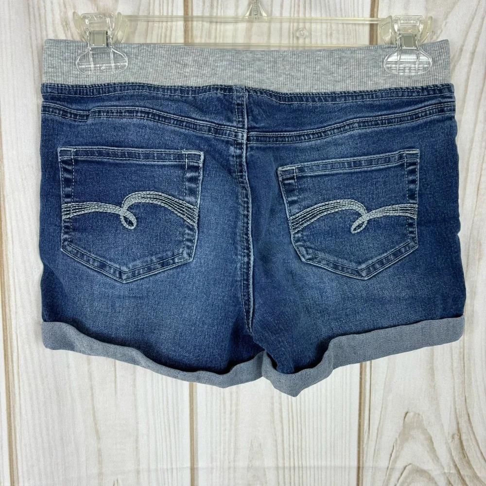 Justice Shorts Drawstring Fabric Waistband Denim Pull On Bottoms Blue Size 14R